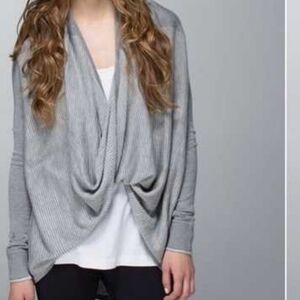Lululemon Iconic Wrap Gray Stripe Sweater Size 2